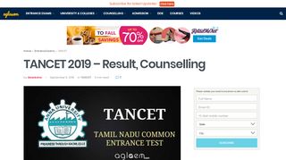 
                            9. TANCET 2019 - Result, Counselling | AglaSem Admission