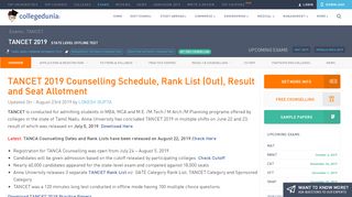 
                            4. TANCET 2019 (TANCA) Counselling, Seat Allotment, Result ...