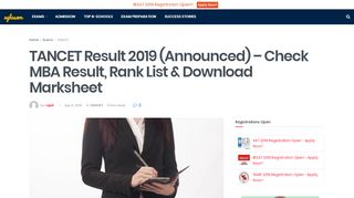 
                            6. TANCET Result 2019 (Announced) - mba.aglasem.com