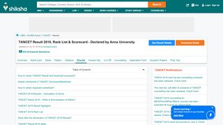 
                            8. TANCET Result 2019, Rank List, Scorecard (Announced ...