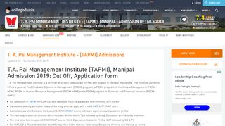 
                            4. TAPMI Admission 2019 - Collegedunia