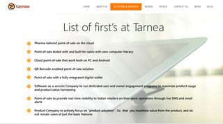 
                            2. Tarnea technology solutions - Platfotm and Services