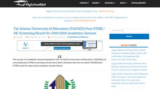 
                            7. TASUED Post UTME Screening Result 2019/2020 ...