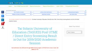 
                            4. TASUED Post-UTME Screening Result Released 2019/2020