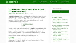 
                            5. TASUED Result Checker Portal | How To Check TASUED ...