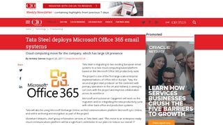 
                            3. Tata Steel deploys Microsoft Office 365 email systems | IT ...