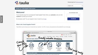 
                            3. Taulia: Enter Invitation Code - the Taulia portal