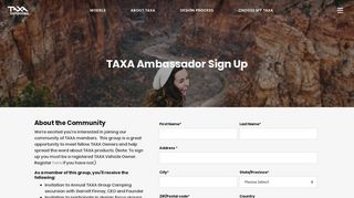 
                            3. TAXA Ambassador Sign Up - TAXA Outdoors