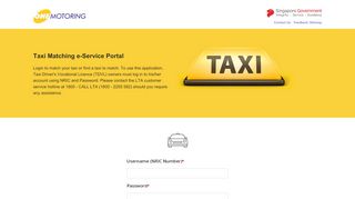 
                            2. Taxi Matching e-Service Portal - One Motoring