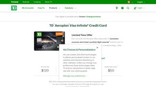 
                            7. TD Aeroplan Visa Infinite Credit Card | TD Canada Trust