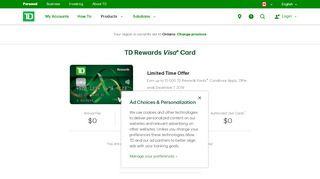 
                            3. TD Rewards Visa Credit Card | TD Canada Trust