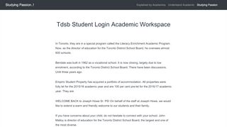 
                            6. Tdsb Student Login Academic Workspace | Studying Passion..!