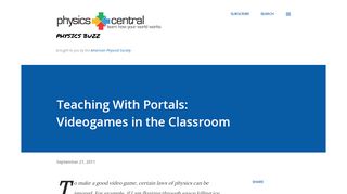 
                            3. Teaching With Portals: Videogames in the Classroom - Physics Buzz