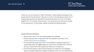 
                            2. Team Internship Program website - UCSD Jacobs School of Engineering