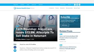 
                            8. Tech Roundup: AlayaCare raises $13.8M, Allscripts To Sell Stake in ...