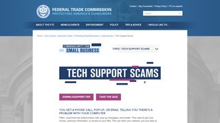 
                            6. Tech Support Scams | Federal Trade Commission