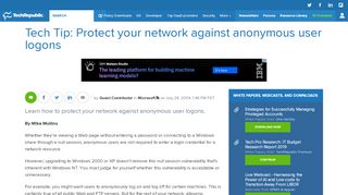 
                            7. Tech Tip: Protect your network against anonymous user logons ...