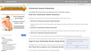 
                            3. Technicolor Router Passwords - port forward