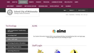 
                            3. Technology / ALMA - Staff Login - School City of Mishawaka