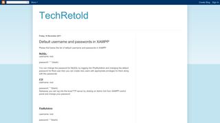 
                            5. TechRetold: Default username and passwords in XAMPP