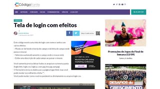 
                            4. Tela de login com efeitos | Código Fonte