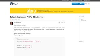 
                            9. Tela de login com PHP e SQL Server - Programação - GUJ