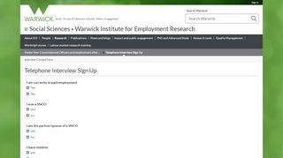 
                            5. Telephone Interview Sign Up - warwick.ac.uk