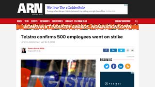 
                            6. Telstra confirms 500 employees went on strike - ARN