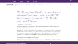 
                            7. TELUS acquires AlarmForce operations in Western Canada