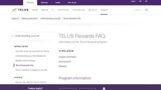 
                            2. TELUS Rewards FAQ | Support | TELUS.com