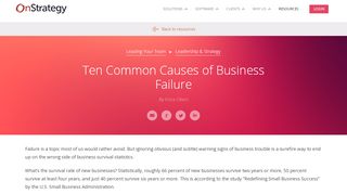 
                            8. Ten Common Causes of Business Failure | OnStrategy Resources