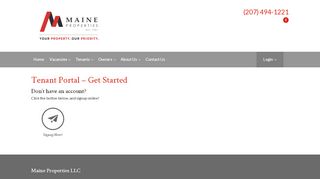 
                            1. Tenant Portal- Get Started | Maine Properties LLC