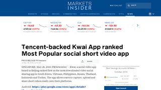 
                            7. Tencent-backed Kwai App ranked Most Popular social short video app ...