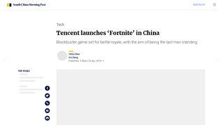 
                            2. Tencent launches 'Fortnite' in China | South China Morning Post