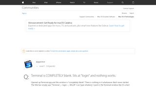 
                            4. Terminal is COMPLETELY blank. Sits at … - Apple Community