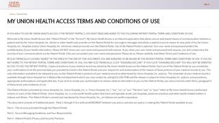 
                            9. Terms of Use - My Union Health Portal