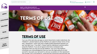 
                            1. Terms Of Use - Taco Bell