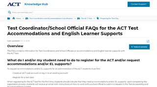 
                            7. Test Coordinator/School Official FAQs for the ACT Test ...