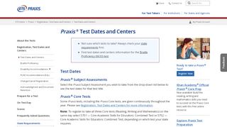 
                            4. Test Dates and Centers - Praxis: For Test Takers