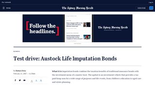 
                            9. Test drive: Austock Life Imputation Bonds - Sydney Morning Herald