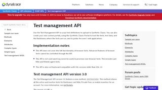 
                            7. Test management API | Synthetic Classic documentation - Dynatrace