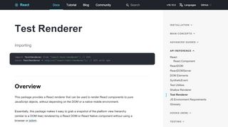 
                            3. Test Renderer – React