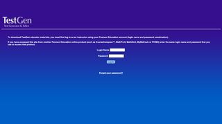 
                            1. TestGen Log In - Pearsoncmg.com