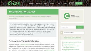 
                            4. Testing Authorize.Net – GiveWP