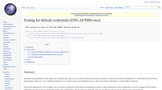 
                            6. Testing for default credentials (OTG-AUTHN-002) - OWASP