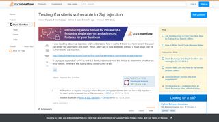 
                            6. Testing if a site is vulnerable to Sql Injection - Stack ...