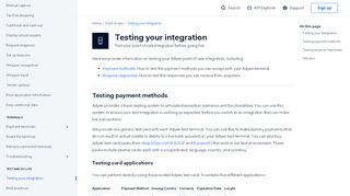 
                            6. Testing your integration | Adyen Docs