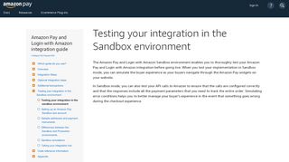 
                            2. Testing your integration in the Sandbox environment | Amazon ...