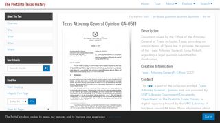 
                            5. Texas Attorney General Opinion: GA-0511 - The Portal to Texas History