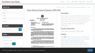 
                            4. Texas Attorney General Opinion: LO98-009 - The Portal to Texas History